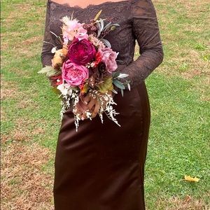 Brown Long-sleeve bridesmaid dress